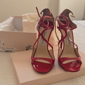 Jimmy Choo Strappy Red Patent Heels